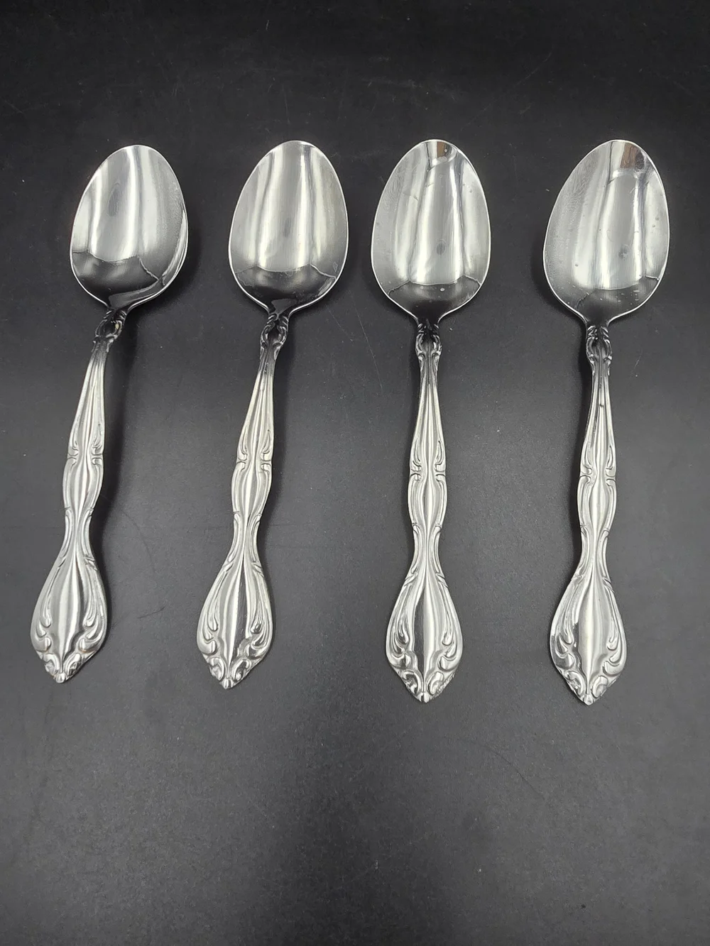 Oneida Silver Tone Ornate Serving Spoon